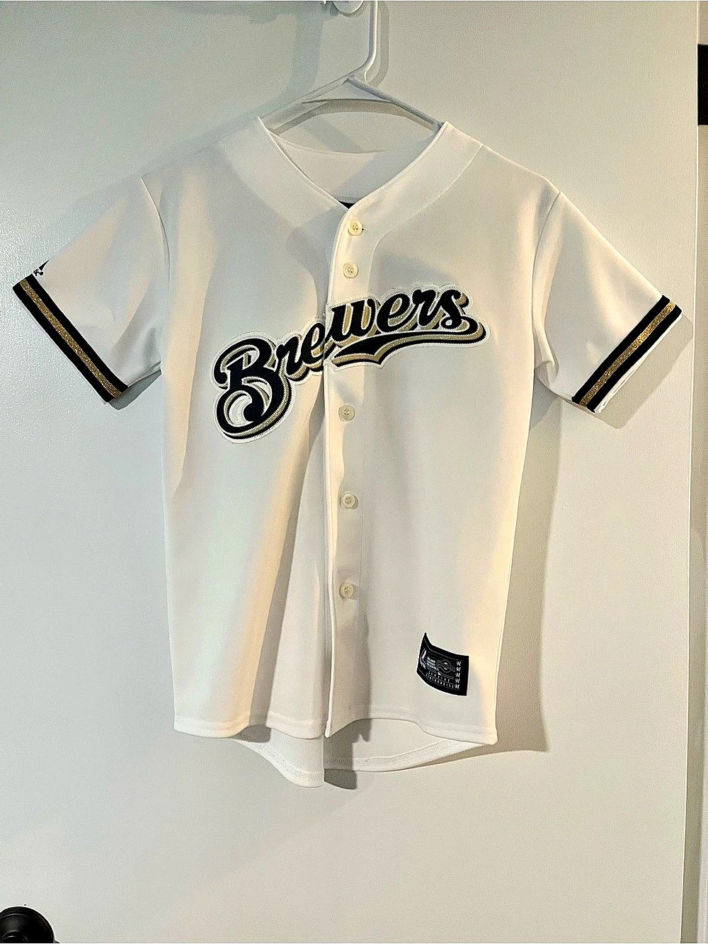 Majestic Milwaukee Brewers Braun #8 Jersey Boys Medium (8) White & Navy Blue Lik